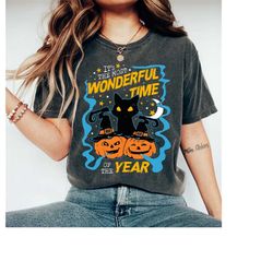 It's the Most Wonderful Time of the Year Shirt, Vintage Black Cat Halloween Shirt, Pumpkin and Black Cat Spooky Season S
