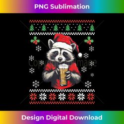 Raccoon Drinking Beer Ugly Christmas Sweater Xmas Adults Tank - Eco-Friendly Sublimation PNG Download - Access the Spectrum of Sublimation Artistry