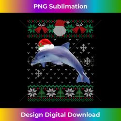 Funny Christmas Dolphin Lover Santa Hat Xmas Ugly Sweater Tank - Futuristic PNG Sublimation File - Pioneer New Aesthetic Frontiers