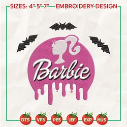 Barbi Halloween Embroidery Design, Come On Barbi Embroidery Machine Design, Halloween Movie Embroidery Design