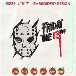 The Crystal Lake Killer Embroidery Design, The Killer Friday 13th Horror Movie Killers Embroidery File