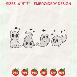 Spooky Vibes Embroidery Machine Design, Cute Spooky Ghost Embroidery Machine Design, Halloween Spooky Season Embroidery File