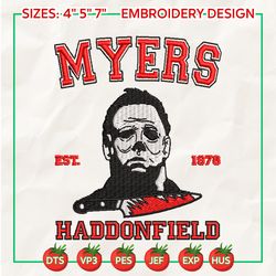 Haddonfield EST 1978 Horror Movie Killers,  Horror Movie Killers Halloween Embroidery Design, Retro Halloween Embroidery File