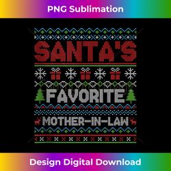 Ugly Christmas Sweater Style Santa's Favorite Mother-In-Law Tank - Sleek Sublimation PNG Download - Elevate Your Style with Intricate Details