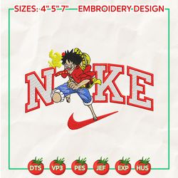NIKE X Luffy One Piece Embroidered Sweatshirt, Anime Custom Embroidered Sweatshirt, Custom Anime Embroidered Crewneck, Anime Custom Embroidered Crewneck, Best-selling Custom Embroidered Sweatshirt