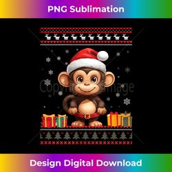 Christmas Monkey Santa Hat Ugly Christmas Sweater Tank T - Minimalist Sublimation Digital File - Ideal for Imaginative Endeavors