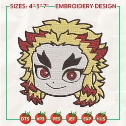 Flame Hero Embroidery Patterns, Slayer Anime Embroidery FIles, Demon Animee Embroidery Designs, Machine Embroidery Files,  Instant Download