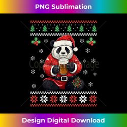 panda bear drinking beer ugly christmas sweater xmas adults tank t - chic sublimation digital download - challenge creative boundaries