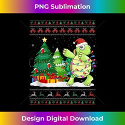 Funny Dabbing Turtle Lovers Santa Hat Ugly Christmas Sweater Tank - Chic Sublimation Digital Download - Access the Spectrum of Sublimation Artistry
