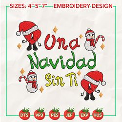 Un Navidad Sin Ti Embroidery, Bad Bunny Embroidery Designs, Christmas Embroidery Designs, Merry Xmas Embroidery Designs