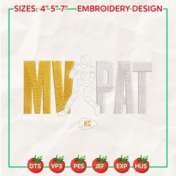 MVPAT Mahomes Football Logo Embroidery Design, NFL Kansas City Chiefs Football Logo Embroidery Design, Famous Football Team Embroidery Design, Football Embroidery Design, Pes, Dst, Jef, Files