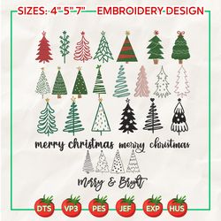 25+ Christmas Tree Embroidery Bundle, Merry Christmas Embroidery Design, Retro Christmas Tree Embroidery Design For Shirt, Vintage Christmas 2023 Embroidery File