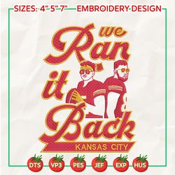 We Ran It Back Champion Football Logo Embroidery Design, NFL Kansas City Chiefs Football Logo Embroidery Design, Famous Football Team Embroidery Design, Football Embroidery Design, Pes, Dst, Jef, Files