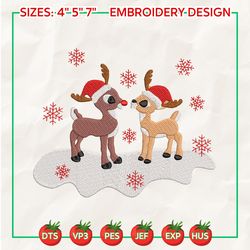 Christmas Embroidery Designs, Rudolf Red Nose Embroidery, Friend Embroidery Designs, Christmas Movies Character Embroidery