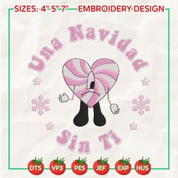Christmas Bad Bunny Embroidery, Christmas Embroidery Designs, Una Navidad Sin Ti Designs, Merry Xmas Embroidery Designs