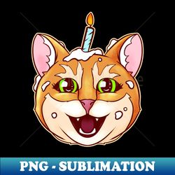 cat with birthday candle ate the birthday cake on purrsday - decorative sublimation png file - capture imagination with every detail