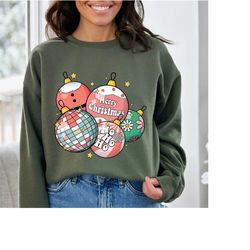 Christmas Ball Sweatshirt, Ho Ho Ho Crewneck Hoodie, Christmas Party Sweatshirt, Holiday Sweatshirt, Christmas Gift, Mer