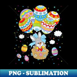 Bunny Rabbit Easter Eggs Balloons Happy Easter Day Funny - Signature Sublimation PNG File - Perfect for Personalization
