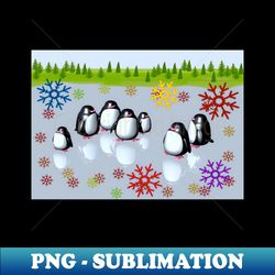 Cute 3D graphic penguins on ice - Elegant Sublimation PNG Download - Defying the Norms