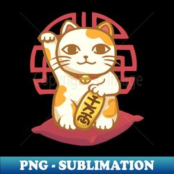 Maneki Neko Lucky Cat - PNG Transparent Sublimation Design - Boost Your Success with this Inspirational PNG Download