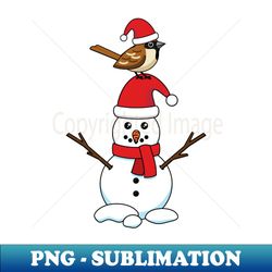 Cute Sparrow on Snowman - PNG Transparent Digital Download File for Sublimation - Unlock Vibrant Sublimation Designs