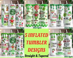 5 Bundle Inflated Christmas Tumbler, Retro Merry Christmas, 3D Inflated Tumbler, Funny Christmas, 3D Tumbler Wrap, 20oz