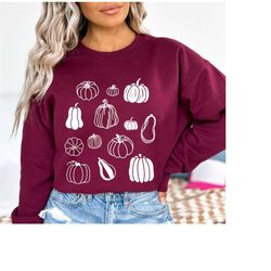 Pumpkin Botanical Sweatshirt, Pumpkin Hoodie, Pumpkin Sweater, Jack-o-Lantern Sweatshirt, Halloween Crewneck Sweatshirt,