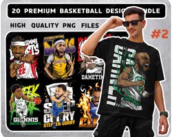 20 premium basketball tee Png bundle, high quality print on demand designs, commercial use files for Cricut, Png, poster