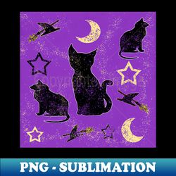 Painted Cats and Witch Hats - Exclusive PNG Sublimation Download - Perfect for Sublimation Art