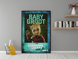 guardians of the galaxy baby groot poster - high quality silk wall art  - room decor -groot poster for gift.jpg