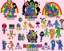 30 rainbow friends Clipart PNG bundle, Blue PNG Bundle, Rainbow friends png, Rainbow blue red orange green Premium Png,