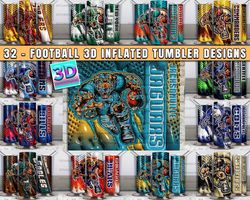 32 Football Tumbler Wrap Design, 3D Inflated Football Tumbler wrap Bundle  Football Tumbler Wrap Bundle  Football