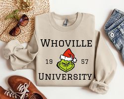 Whoville University Grinch Shirt, Christmas Grinch Unisex Tee Shirt