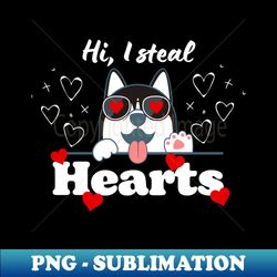 Lovely Husky steal hearts - PNG Transparent Sublimation Design - Vibrant and Eye-Catching Typography