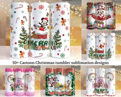 50 Cartoon Print Tumbler, Skinny Tumbler, 20 oz Skinny Tumbler Sublimation Design download, Tumbler Christmas png