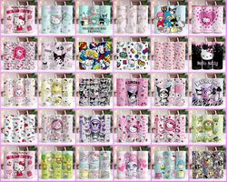 50 Kitty Coffee Tumbler Bundle, Spring Flower Pink Cat PNG, 20oz Straight Skinny Wrap, Cartoon Tumbler, Tumbler Wrap