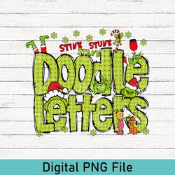 Christmas Doodle Letters And Clip Art & Numbers, Uppercase Alphabet Set, Retro Christmas Sublimation Letters, Santa Xmas