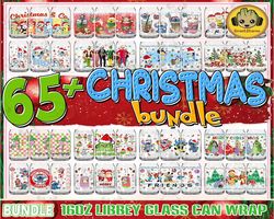 65 Christmas Movie 16oz Glass Can Wrap Png Bundle, Christmas Cartoon Coffee Glass Can Wrap Bundle