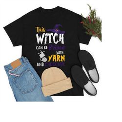 knitting shirt, the witch can be bribed with yarn and chocolate, knit gift, knitting gift, knitter gift, love to knit, g