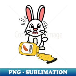 Funny white rabbit spills a jar of mustard - Signature Sublimation PNG File - Instantly Transform Your Sublimation Projects