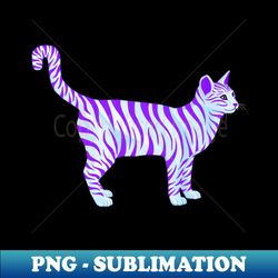 Purple Striped Tabby Cat - PNG Sublimation Digital Download - Fashionable and Fearless