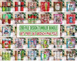 200 Christmas Tumbler Sublimation Designs, 20oz Skinny Tumbler Bundle Wrap, Cartoon Funny Christmas Design Tumbler PNG