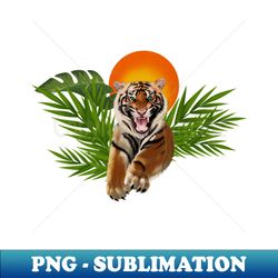 Tropical Tiger Big Cat Animal Sunset - Signature Sublimation PNG File - Vibrant and Eye-Catching Typography