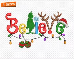 Believe Christmas Embroidery Design, Merry Christmas Santa Claus Holiday Machine Embroidery Design, Instant Download