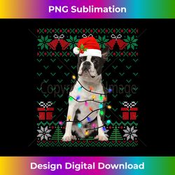Cute Boston Terrier Dog Santa Hat Ugly Sweater Xmas Lights Tank - Vibrant Sublimation Digital Download - Pioneer New Aesthetic Frontiers