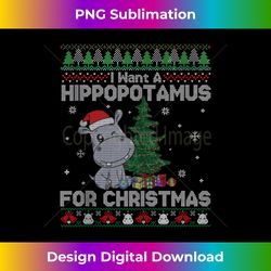 I Want A Hippopotamus For Christmas Hippo Christmas Pajamas Tank T - Contemporary PNG Sublimation Design - Ideal for Imaginative Endeavors