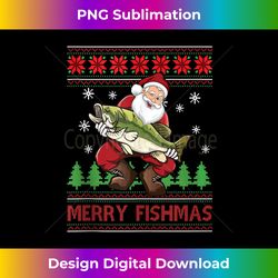 Fishing Christmas Merry Fishmas Sweater Santa Claus Fishing Tank T - Deluxe PNG Sublimation Download - Ideal for Imaginative Endeavors