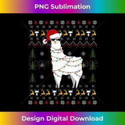 Christmas Llama Santa Hat Ugly Xmas Lights Tree Funny Al - Eco-Friendly Sublimation PNG Download - Lively and Captivating Visuals