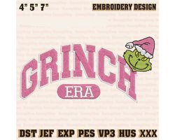 Greench Era Embroidery Machine Design, Christmas Green Monster Embroidery Design, Retro Pink Christmas Embroidery File