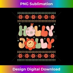 Holly Xmas Jolly Retro Groovy Ugly Sweater Christmas Holiday Tank - Classic Sublimation PNG File - Ideal for Imaginative Endeavors